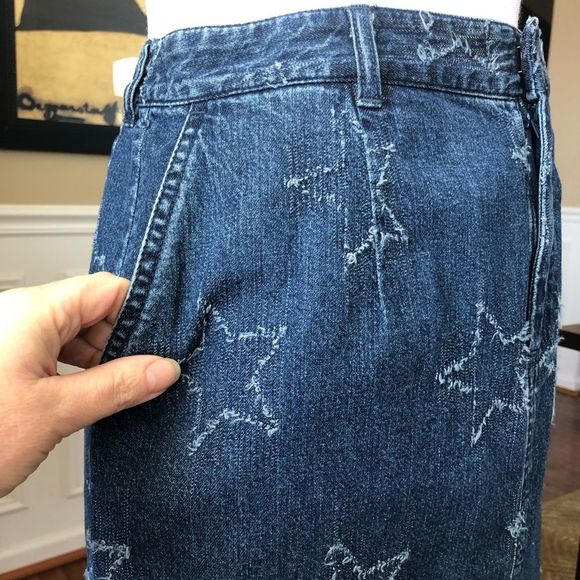 Jean Skirt STARS Frayed Hem Telluride Co NWT 4 - Picture 3 of 8